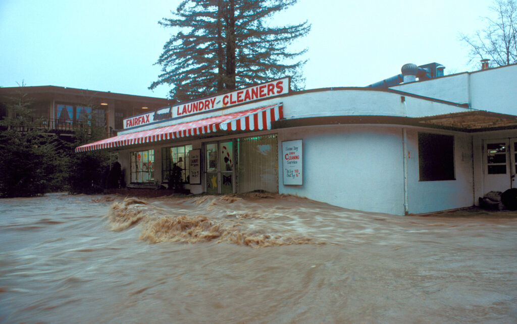 A flood in 1982 is the largest on record for the watershed, causing much damage in Fairfax (pictured), San Anselmo and Ross.